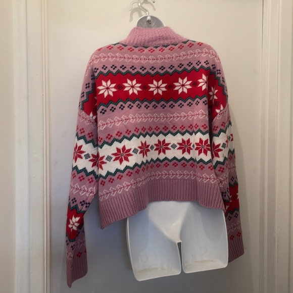 99 degrees pink fair isle striped snowflake sweater size Xl Christmas - Picture 5 of 9